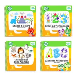 LeapFrog LeapStart Preschool 4-in-1 Activity Book Bundle with ABC, Shapes & Colors, Math, Animals