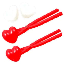 L3STVIKWEA 4PCS Love Heart Shape Snowball Maker Clips, Large Size Heart Snowball Maker Winter Plastic Snowball Maker Clip Kids Outdoor Mold Toys Snowball Maker Tool with Handle