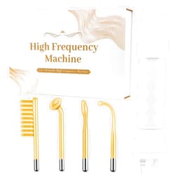 Uaike High Frequency Facial Wand - Uaike Orange Portable Handheld High Frequency Facial Machine - with 4 Pcs Orange Glass Tubes - at Home Skin Face Wand Device