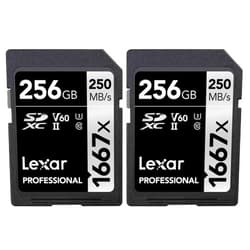 Lexar Professional SDHC/SDXC 1667x UHS-II 256gb Memory Card 2 Pack (LSD256CBNA1667)
