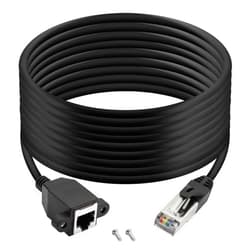 QIANRENON RJ50 10P10C Male to Female Extension Cable Panel Screw Mount Shielded Cat 5E 26AWG for Motorola Radio Barcode Scanning Laser Printing Industrial Equipment etc.5m (16.4ft)