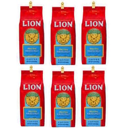 Lion Coffee 6-Pack Hazelnut Flavored Ground Coffee, Light Roast, A Taste of Aloha - 10 Ounce Bags (Pack of Six)