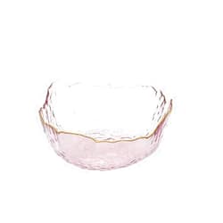 S.ROKE TTAN 28oz Glass Salad Bowls, Kitchen Meal Prep Bowls, Irregular Shape Decorative Centerpiece Bowls, Kitchen Serving Bowls for Salad, Fruit, Dessert, Freezer Safe - Light Pink (Medium)