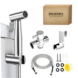 Bellearly Bidet Sprayer for Toilet, Jet Spray Kit for Feminine Wash, Stainless Steel Handheld Bidet for Baby Diaper Cloth, Adjustable Water Pressure Control, Easy to Install, Chrome, BELLEARLY