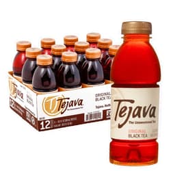 Tejava Original Unsweetened Black Iced Tea, 12 Pack, 16.7oz PET Bottles, Non-GMO, Kosher, No Sugar or Sweeteners, No calories, No Preservatives, Brewed in Small Batches