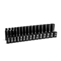 Capri Tools 3/8-Inch Drive Shallow and Deep Impact Socket Set, Metric, 8 to 22 mm, Premium Chrome Molybdenum Steel, 30-Piece