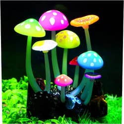 Uniclife Glowing Effect Artificial Mushroom Aquarium Plant Decor Ornament Decoration for Fish Tank Landscape