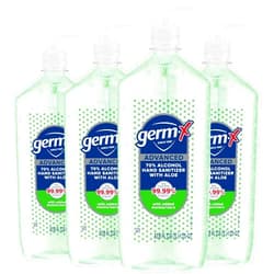 Germ-X Advanced Hand Sanitizer with Aloe and Vitamin E, 1 Liter (Pack of 4), Less Drying Moisturizing Gel, No Rinse Formula, Pump Bottle