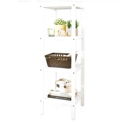 SMIBUY Bathroom Storage Shelf, 4-Tier Bamboo Rack Organizer, Multifunctional Shelving Unit for Living Room Bedroom Kitchen (White)