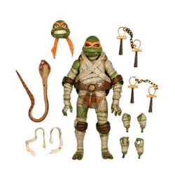 NECA Universal Monsters X Teenage Mutant Ninja Turtle 7-Inch Scale Ultimate Michelangelo Mummy Action Figure with Interchangeable Heads and Accessories