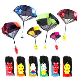 VOMAOK 6 Pack Parachute Toy Outdoor Hand Throw Flying Toys for Kids Boys Girls Easter Basket Stuffers Gifts