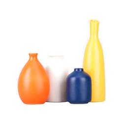 DUJEFF ,Multi-Color Ceramic Small Bud Vases Set of 4, White Yellow Orange Blue Decorative Vases for Living Room, Dining Room, Mantel, Entryway,Modern Minimalism Style Vases
