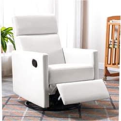 CNANXU Modern Upholstered Plush Seating Glider Swivel,Upholstered Rocker Nursery Chair Plush Seating Glider Swivel Recliner Chair, Recliner,Modern Nursery Recliner,Conscious Glider (Beige)