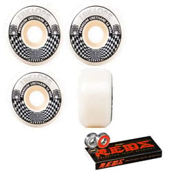 Triclops Skateboard Wheels Vertigo 56mm 99A White with Bones Reds Bearings