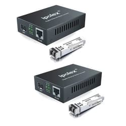 ipolex Gigabit Multi-Mode LC Fiber to Ethernet Media Converter with 2*SFP Modules, 1.25G Fiber Optic to Ethernet Converter, 1000Base-SX to 10/100/1000Base-TX, 850nm, MMF, up to 550-m/1804 ft, 2 Pack