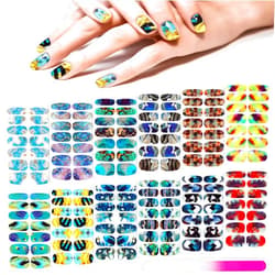 Maitys 168 Pieces 12 Sheets Full Wrap Nail Polish Stickers Self Adhesive Glitter Gradient Marble Color Nail Decal Strips with Glass Nail File for Women Nail DIY Craft(Novel Style)