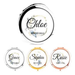 XSTZR Personalized Compact Mirror – Custom Pocket Mirror with Name, Monogram Travel Purse Mirror for Women, Bridal Shower Favors & Bridesmaid Gifts, Portable Makeup Accessory (Initials)