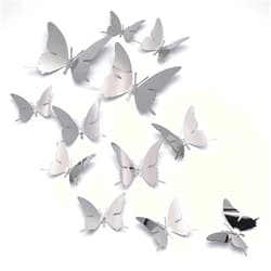VGOODALL 50pcs Butterfly Wall Decor DIY Mirror 3D Butterfly Removable Mural Stickers Butterfly Wall Stickers Decal for Home Kids Bedroom Bathroom Living Room Decor(Sliver)