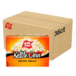 Jolly Time Kettle Corn, Festival Fun Sweet & Salty Glazed Gourmet Microwave Popcorn, 3oz Sharing Bag, 3 Bags Per Carton (3 Ounce (Pack of 36))