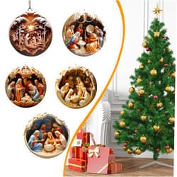 Shumeishop Nativity Ornaments for Christmas Tree, Nativity Ornaments, Christmas Hanging Ornament Nativity Scene, Keepsake The Birth of Jesus Decor, Religious Gift for Family Friends and Christian (5pc)