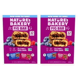 Freepi Gourmet Kitchn Natures Bakery Whole Wheat Fig Bars - 2 Twin Pack Boxes, 64 Bars (32 Blueberry, 32 Raspberry Each) - Healthy Snacks - Vegan, Non-GMO 64 Count (Pack of 2)