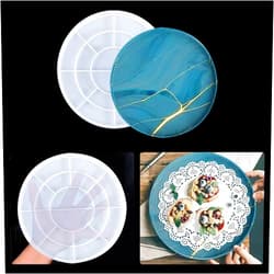 Rolin Roly Resin Round Mold Large Tray Silicone Molds Dinner Dish Casting Epoxy Mould Jewelry Storage Plate Mould for Cosmetic Holder Platter Making DIY Home Decoration