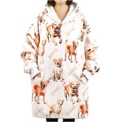 Huglanket Labrador Gifts for Labrador Lovers & Dog Mom, Wearable Blanket Hoodie, Oversized Wearing Blanket with Two Large Pocket for Birthday & Christmas - Beige