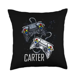 BDAZ Carter Video Online Gaming Gamer Player Boys Name Throw Pillow, 18x18, Multicolor