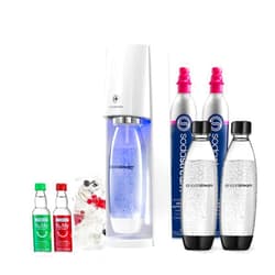 SodaStream E-TERRA Sparkling Water Maker Bundle (White), with CO2, Carbonating Bottles, and bubly Drops Flavors