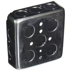 RACO Hubbell Raco 4 in. Square Box, Drawn, 1-1/4 in. Deep with Fifteen 1/2 in. KO's, Gray, (185)