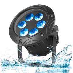 ZEMOJ Waterproof Par Lights Stage Lights, RGBW 4in1 6LED DMX Sound Activated Control Metal Uplighting for Outdoor Concert Club Music Show Garden Wedding Church Party (1 Pack)