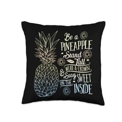 Lique Aloha Beach Be A Pineapple Wear A Crown and Stay Sweet Tropical Fruit Throw Pillow, 16x16, Multicolor