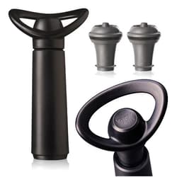 Vacu Vin Wine Saver Concerto - Black - 1 Pump 2 Stoppers - Wine Stoppers for Bottles with Vacuum Pump and Pourer - Reusable - Made in the Netherlands