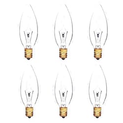 Xtricity 40W B10 Incandescent Clear Chandelier Light Bulb, Torpedo Tip, E12 Candelabra Base, 360 Lumens, Dimmable, 130V, (6 Pack)