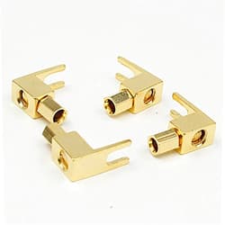 FJHKOI 8pcs brass Gold plated right angle Hifi audio speaker cable Y spade spade banana to spade adapter (Bundle : 8pcs)