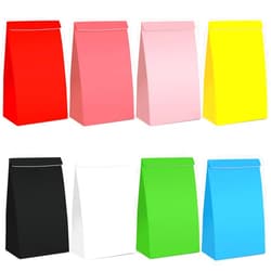 JOHOUSE 100PCS Gift Bags Assorted Colors, Colorful Party Favor Bags Paper Bags Lunch Bags Candy Treat Bags 8 Colors for Birthdays Baby Showers Crafts Wedding