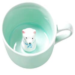 Luckyse Polar Bear 3D Ceramic Coffee Mug, Cute Animal Inside Tea Cup,Ceramics Figurine Inside Milk Cup Christmas Birthday Gift for Boys Girls Kids, 8 OZ