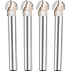 NACX 1/4-inch Shank, 3/8-inch Cutting Dia, 2-Flute, Carbide Tipped Groove Round Nose Core Box Router Bit 4Pcs (1/4 x 3/8)