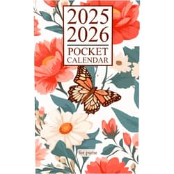 BWB Planners Pocket Calendar 2025-2026 for Purse: Small 2-Year Monthly planner from January 2025 to December 2026-Floral Cover
