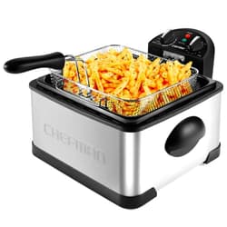 Chefman 4.5 Liter Deep Fryer w/Basket Strainer, XL Jumbo Size, Adjustable Temperature & Timer, Perfect for Fried Chicken, Shrimp, French Fries, Chips & More, Removable Oil-Container, Stainless Steel