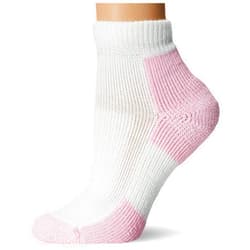 thorlos womens Dwmxw Max Cushion Distance Walking Ankle Socks Medium White Pink (3 Pair Pack)