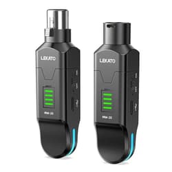 LEKATO Wireless Microphone System 2.4GHz, 48V Phantom Power for Condenser Mic, Wireless XLR Transmitter Receiver High-Resolution for Dynamic Mic, PA System, Audio Mixer(MW-20)