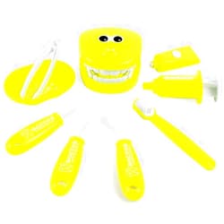 OPTSPTOY 9PCS Plastic Simulation Dentist Play Set Medical Kit Pretend Toy for Kids Hygienic Habbit Cultivation Role Play Game for Children 6 Colors (Purple/Pink/Yellow/Green) Simple OPP Bag Packaging (Yellow)