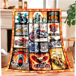 ZJHOOMN Motorcycle Gifts for Men Women Kids Boys, Super Soft Vintage Cool Motorcycle Decor Blanket Gifts for Motorcycles Riders Lovers, Cozy Warm Fuzzy Plush Fleece Flannel Blankets 50