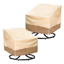 Vanteriam Patio Chair Covers for Outdoor Lawn Furniture Waterproof - 600D Heavy Duty and Waterproof Patio Swivel Chair Covers - W37.5''x D39''x H38'' Beige & Brown 2 Pack