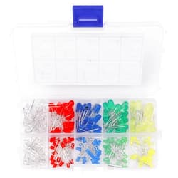 COMPSTUDIO 200pcs 5Colors 3mm&5mm LED Light Emitting Diode Round Assorted Color White/Red/Yellow/Green/Blue Kit Box