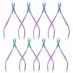 Mudder 8 Pieces Cuticle Trimmer Stainless Steel Cuticle Nippers Pointed Blade Cuticle Cutter Clipper Dead Skin Remover Scissors Manicure Tools for Fingernails and Toenails(Vivid Color)