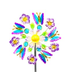Yourongmao Solar Wind Spinners Outdoors for Yard and Garden - 40 Inch Metal Wind Sculpture, Outdoor Kinetic Windmill with Multi-Color Led Lights for Patio, Lawn & Garden Decoration (Butterfly)