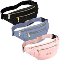 Reginary 3 Pcs Waterproof Fanny Packs for Women and Men Waist Pack with Adjustable Strap Waist Pouch for Sports Running Exercise Walking Travel