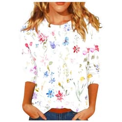 Ceboyel 3/4 Sleeve Tops for Women Summer Floral Paisley Print Tees Shirts Trendy Ladies Blouses Dressy Casual Clothing 2023